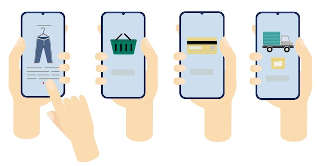 Ilustración vectorial plana aislada Concepto para compras en línea entrega de tiendas de ropa