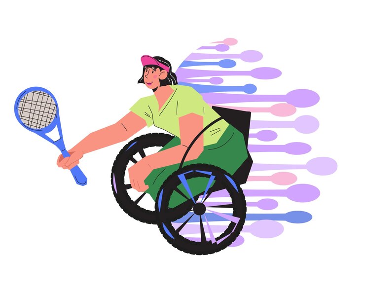 Vector ilustración vectorial plana aislada del logotipo o elemento de diseño del deporte de sillas de ruedas