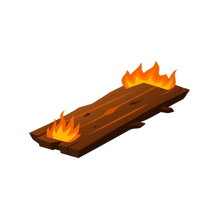 Vector ilustración vectorial plana aislada de tabla de madera quemada en fondo blanco