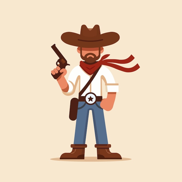 Ilustración vectorial plana del alguacil vaquero
