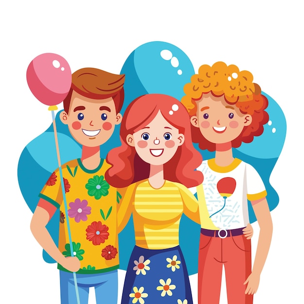 Ilustración vectorial plana de los amigos