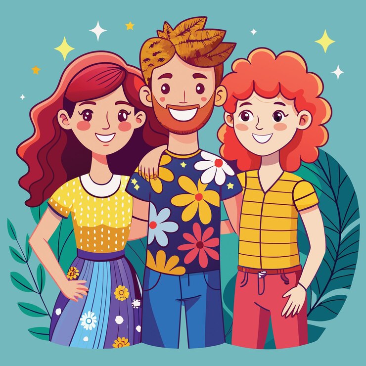 Ilustración vectorial plana de los amigos