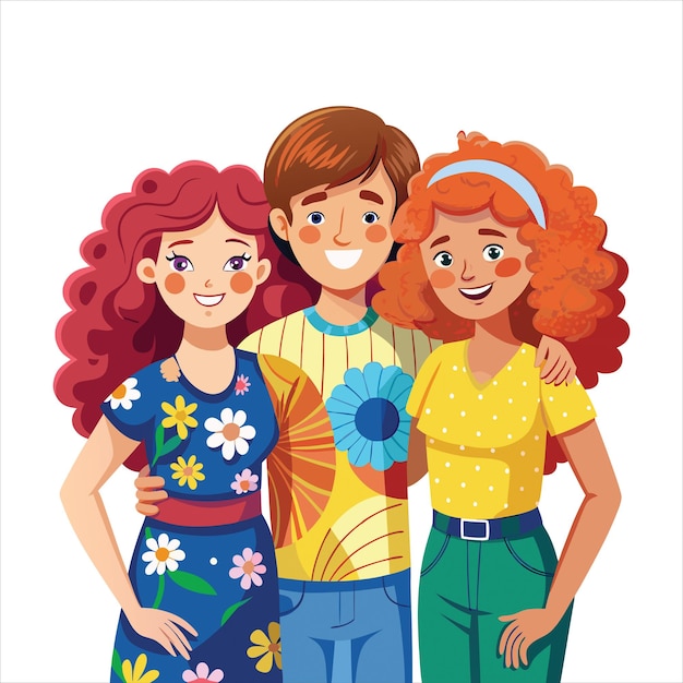 Ilustración vectorial plana de los amigos