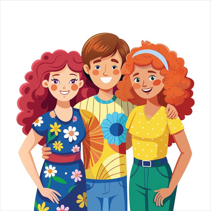 Ilustración vectorial plana de los amigos