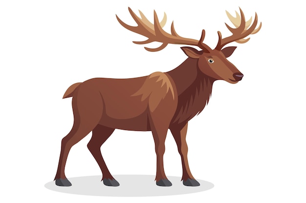 Ilustración vectorial plana de un animal alce sobre un fondo blanco