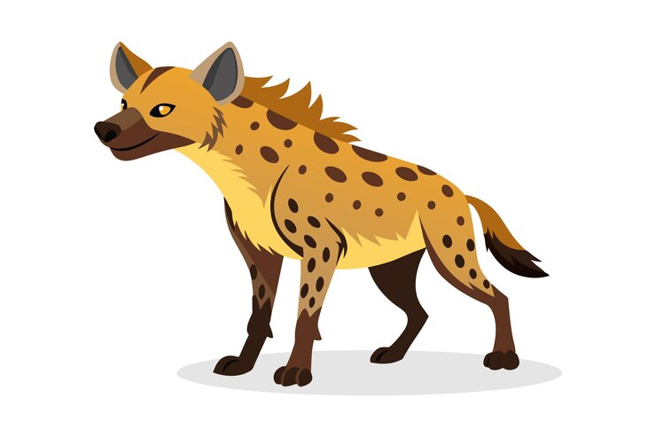 Vector ilustración vectorial plana de un animal hiena sobre un fondo blanco