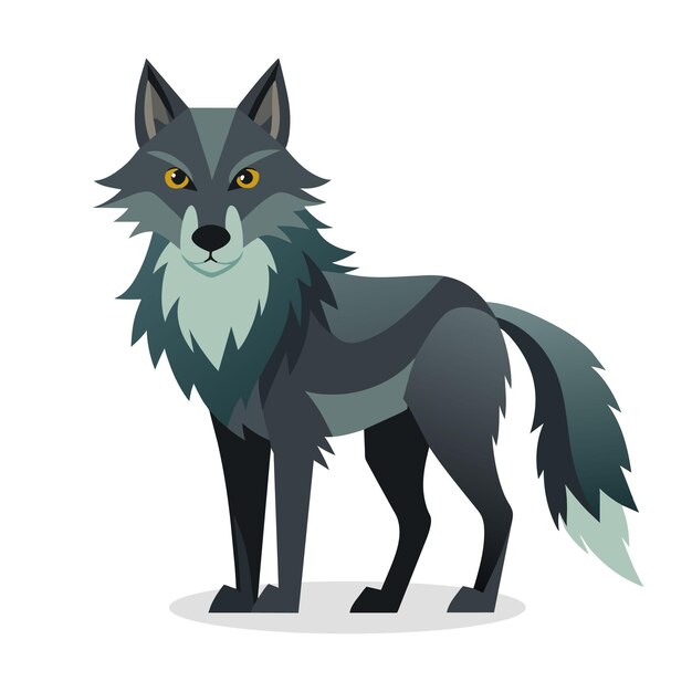 Ilustración vectorial plana de animales lobo