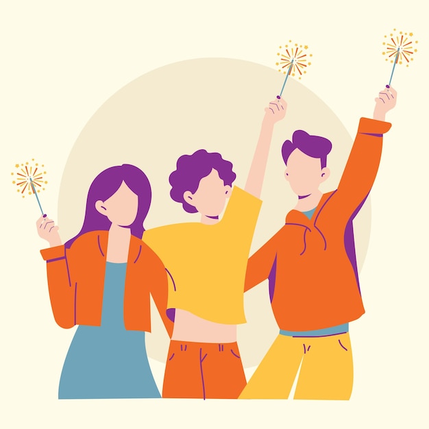 Ilustración vectorial plana de los años nuevos