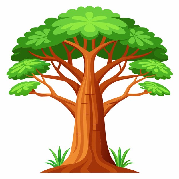 Ilustración vectorial plana de árbol lleno de baobab en fondo blanco Ilustración vectoria