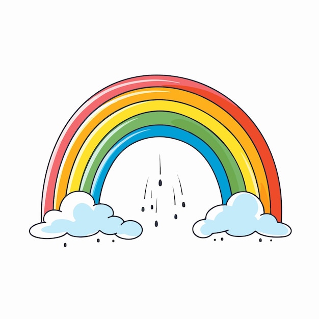 Ilustración vectorial plana del arco iris Ilustración vectoria aislada del dibujo a mano del dibujo de dibujos animados