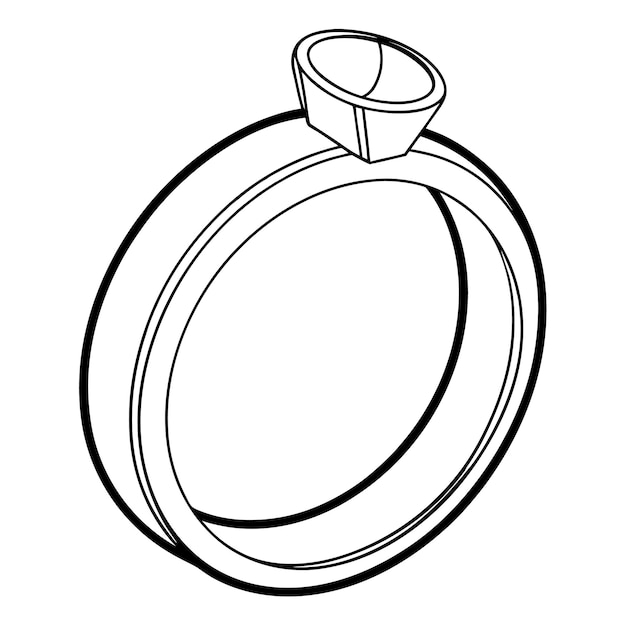 Ilustración vectorial plana de arte de línea de anillo de maleza en blanco y negro