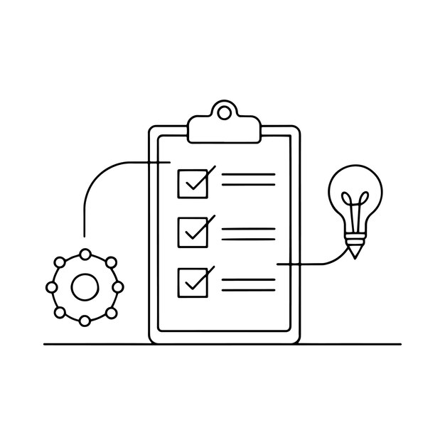 Ilustración vectorial plana de arte de línea que representa un plan de negocios