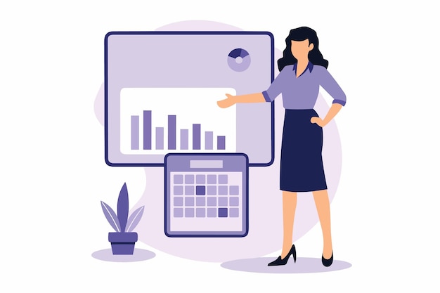 Ilustración vectorial plana de la automatización de procesos de negocio y las soluciones de TI de big data