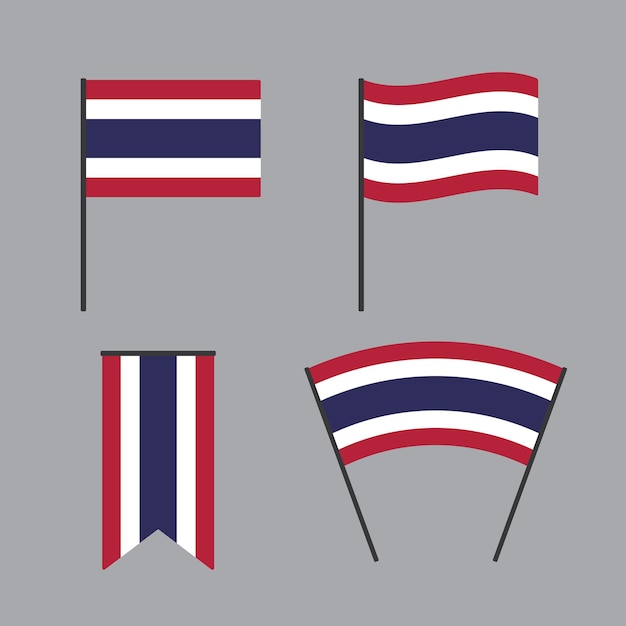 Ilustración vectorial plana de la bandera de Tailandia