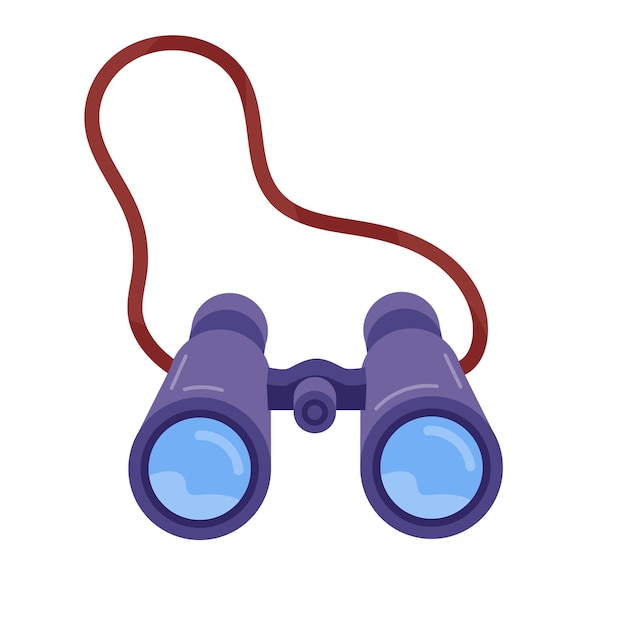 Ilustración vectorial plana binocular de dibujos animados Binocular sobre fondo blanco