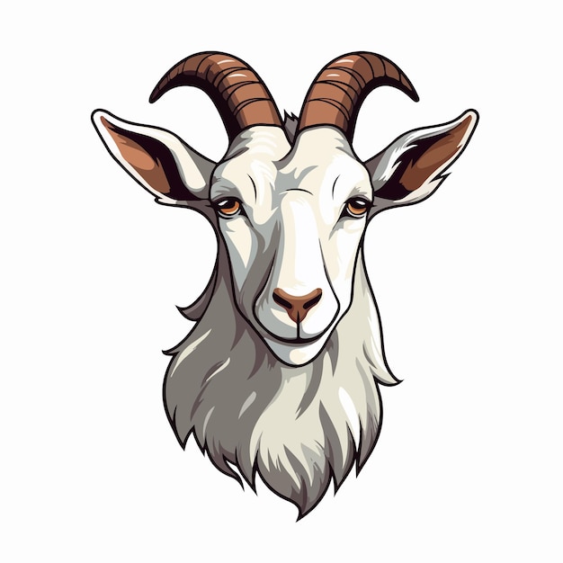 Ilustración vectorial plana de cabra Dibujo a mano de dibujos animados de cabra Ilustración vectoria aislada