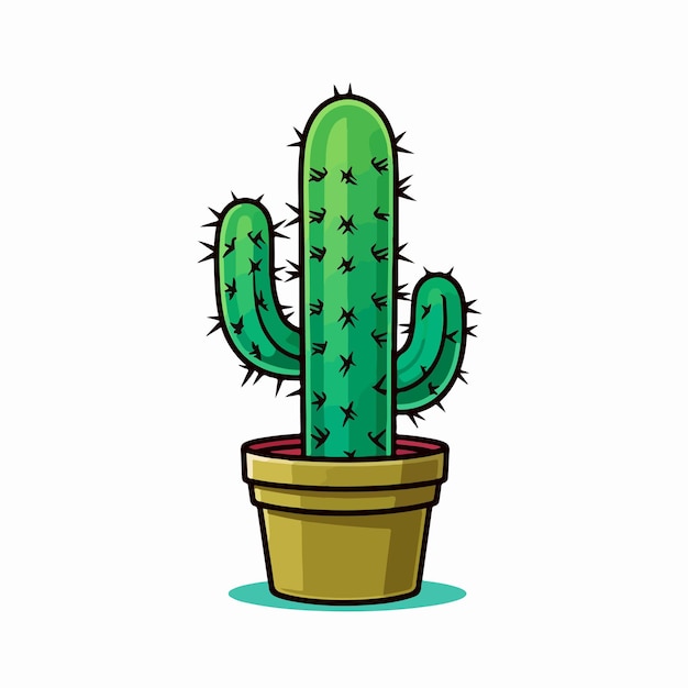 Ilustración vectorial plana de cactus Dibujo a mano de dibujos animados de caktus Ilustración vectoria aislada
