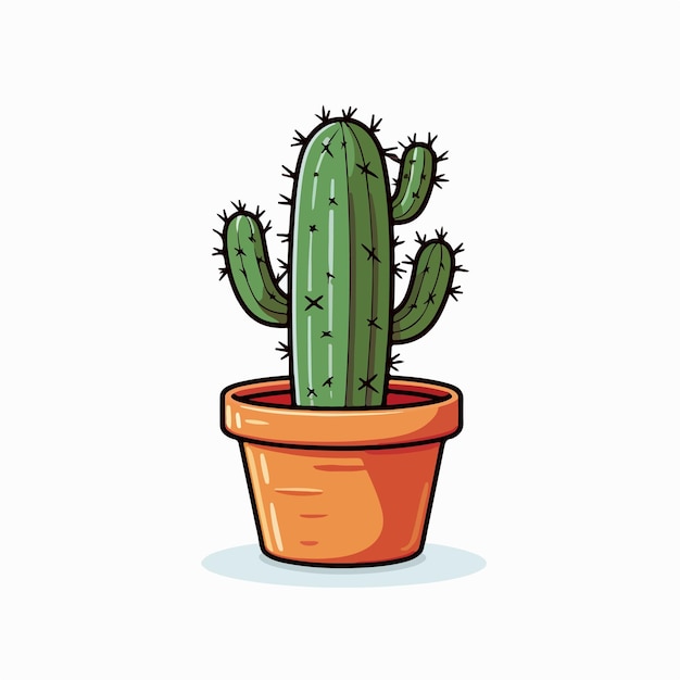 Ilustración vectorial plana de cactus Dibujo a mano de dibujos animados de caktus Ilustración vectoria aislada