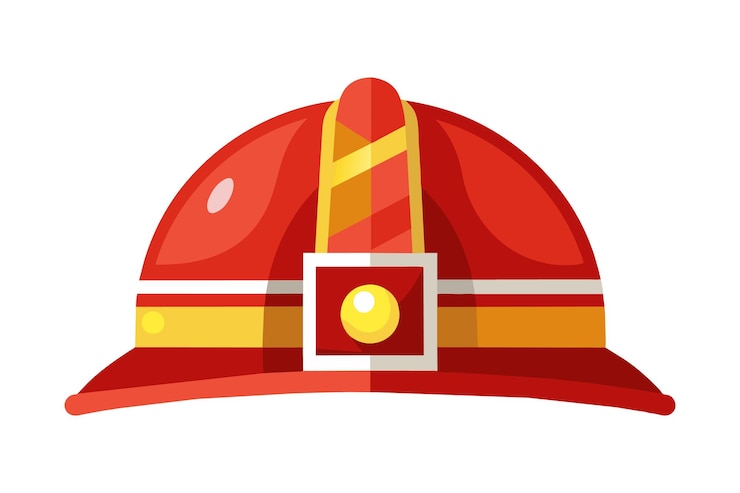 Ilustración vectorial plana del casco de fuego sobre fondo blanco