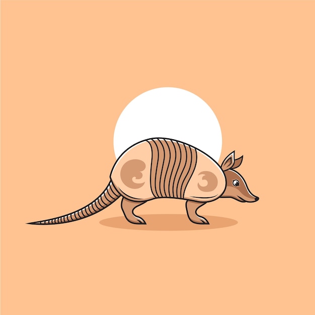 Ilustración vectorial plana del clipart del armadillo