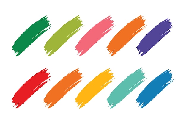 Ilustración vectorial plana del conjunto de la colección Paint Brush Stroke