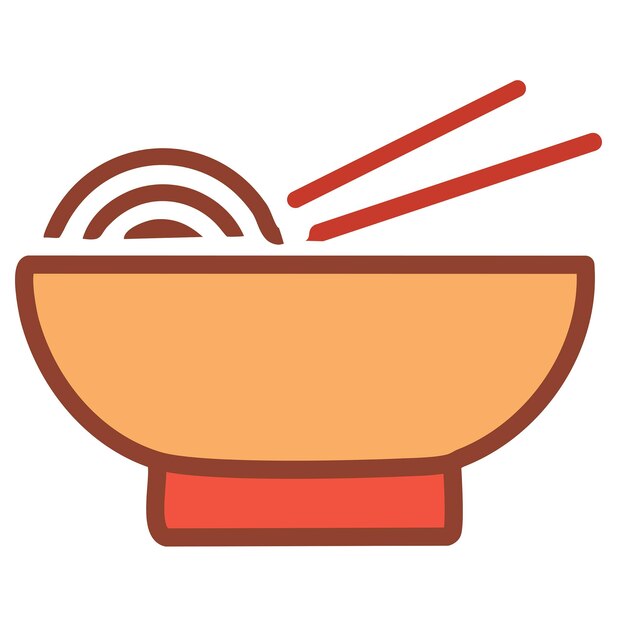 Ilustración vectorial plana del cuenco de fideos de ramen
