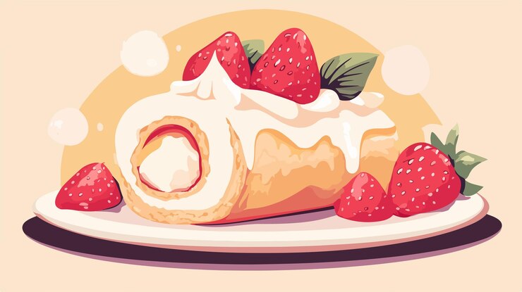 Vector ilustración vectorial plana de delicious cream roll para proyectos de panadería y diseños culinarios