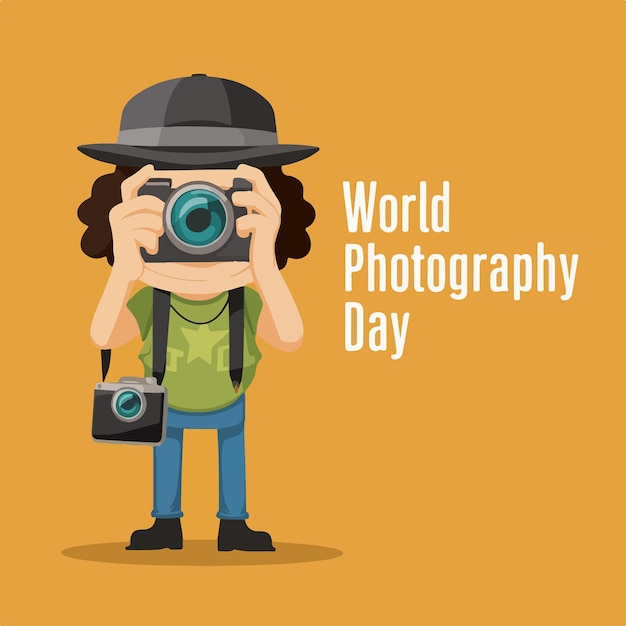 Ilustración vectorial plana para el Día Mundial de la Fotografía