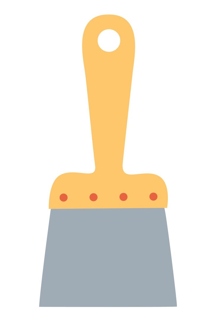 Vector ilustración vectorial plana dibujada a mano de una herramienta de raspado con mango de madera