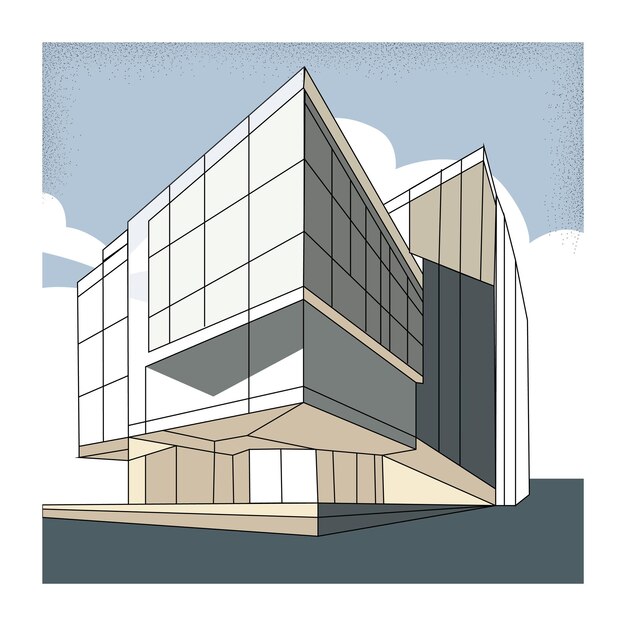 Ilustración vectorial plana dibujos animados arquitectura de edificios diseño de edificios