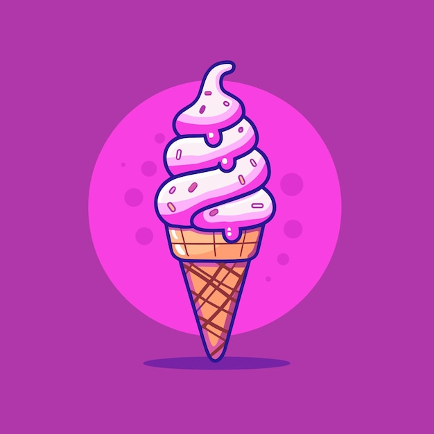 Vector ilustración vectorial plana de dibujos animados de helados rosados