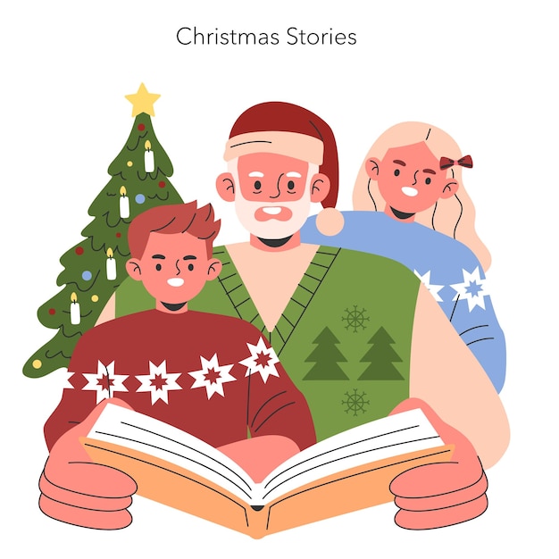Ilustración vectorial plana de la familia navideña