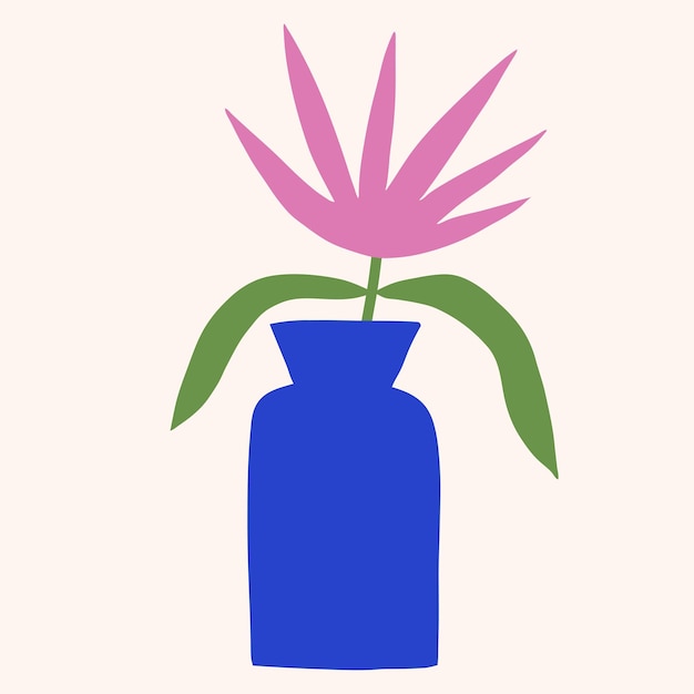 Ilustración vectorial plana floral moderna Estilo de recorte Vaso de flores Clipart sencillo y lindo botánico