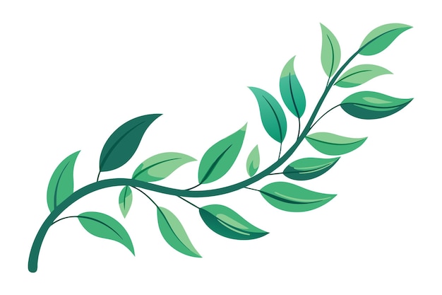 Ilustración vectorial plana de flujo relajante de la rama de hojas largas de vegetación