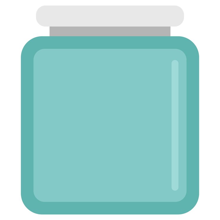 Vector ilustración vectorial plana de frasco de vidrio vacío con tapa de tornillo aislada sobre un fondo blanco