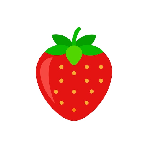 Ilustración vectorial plana de fresa roja sobre un fondo blanco