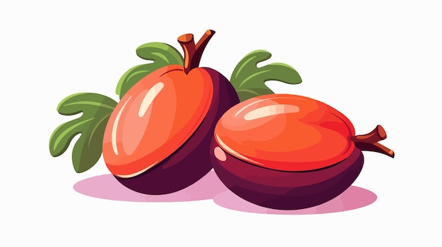 Ilustración vectorial plana de frutas de tamarillo coloridas sobre un fondo blanco