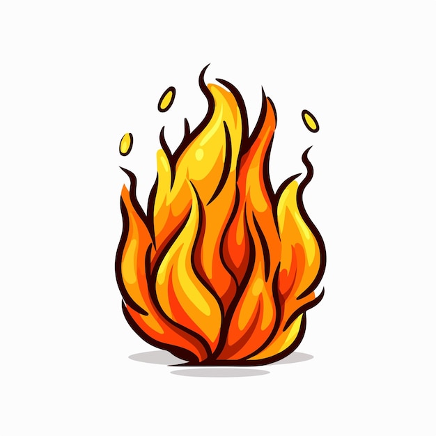 Vector ilustración vectorial plana de fuego ilustración vectoria aislada de dibujo a mano de dibujos animados de fuego