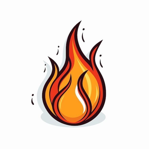 Ilustración vectorial plana de fuego Ilustración vectoria aislada de dibujo a mano de dibujos animados de fuego