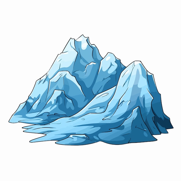 Vector ilustración vectorial plana del glaciar dibujo a mano del dibujante de dibujos animados del glaciar ilustración vectorial aislada