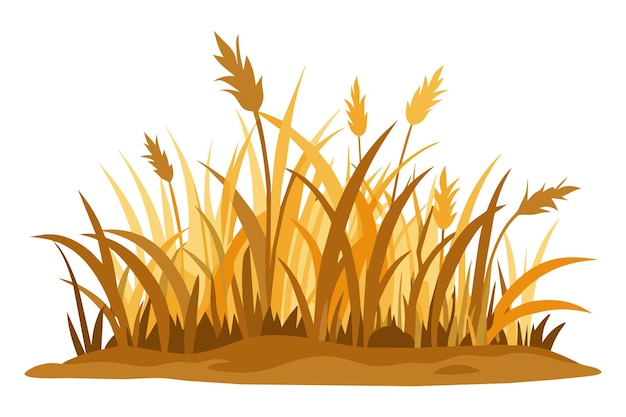 Ilustración vectorial plana de hierba seca recortada cubierta de vegetación