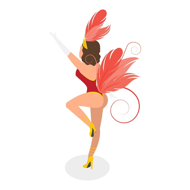 Ilustración vectorial plana isométrica 3D de bailarines de samba brasileños Festival de Río de Janeiro Artículo 3