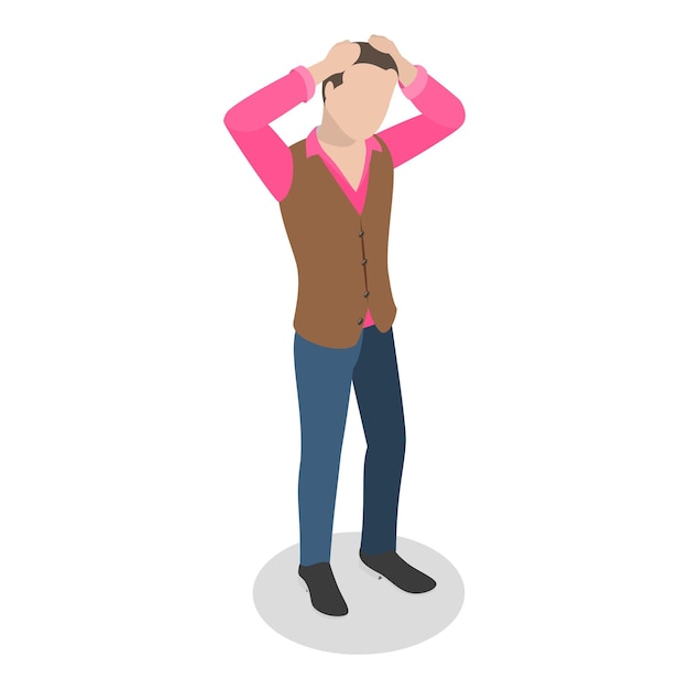 Ilustración vectorial plana isométrica en 3D de diversas personas no sanas con caracteres que sufren de gripe y