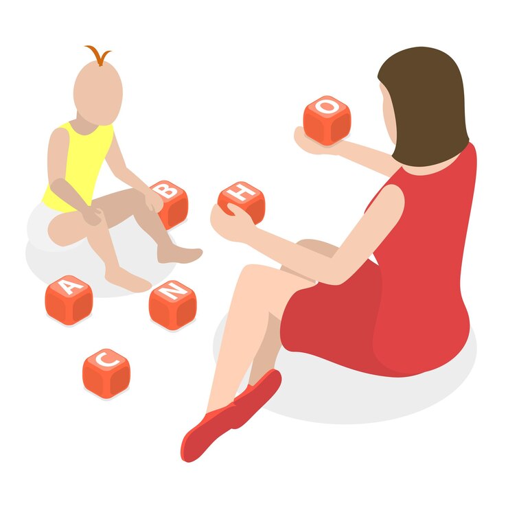 Vector ilustración vectorial plana isométrica 3d de jugar con niños los padres y sus hijos se lo están pasando bien artículo 4