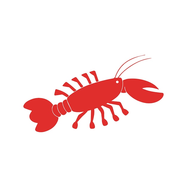 Ilustración vectorial plana de langosta Diseño estilizado simple Corpo rojo brillante Naranja garras exageradas Aspecto minimalista Líneas limpias Fondo blanco