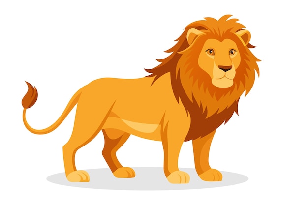 Ilustración vectorial plana de un león animal sobre un fondo blanco