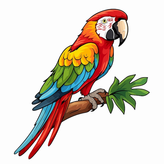 Vector ilustración vectorial plana de loro tropical ilustración vectoria aislada dibujada a mano por loro tropical