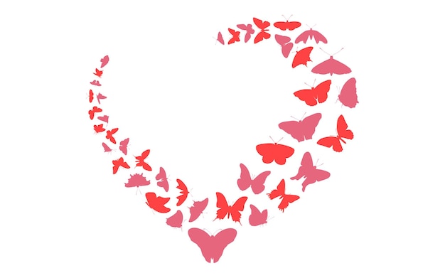 Ilustración vectorial plana de mariposas vintage o monocromáticas que vuelan