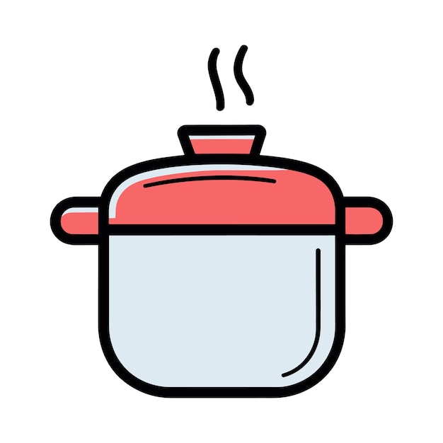 Una ilustración vectorial plana de una olla a presión aislada sobre un fondo blanco
