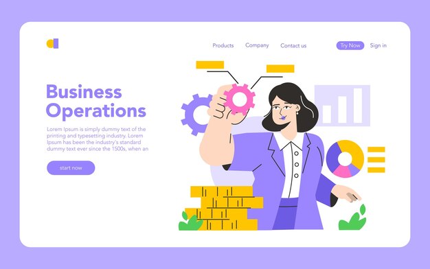 Ilustración vectorial plana de las operaciones comerciales
